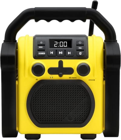 Nexvo® Krachtige Bouwradio – Noodradio SOS-Alarm - Noodradio Solar Opwindbaar – Zwart/Geel - 20cm x 12cm x 23cm; 1.2kg