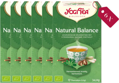 Yogi Tea Natural Balance - Biologische Kruidenthee met Kombucha, Lemongrass en Pepermunt voor Innerlijke Harmonie en Balans - Tray van 6 Stuks