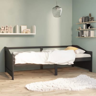 vidaXL - Bedbank - 3-zits - massief - grenenhout - donkergrijs - 90x200 - cm