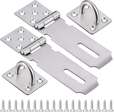 2 Pieces Security Lock, Lockable, Padlock, Door Lock, Safety Device, Metal Hash Lock for Padlocks, Silver - ShopVlot