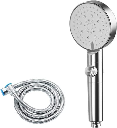 Verstelbare Waterbesparende Douchekop met Hoge Druk, Eenvoudige Stopknop en Slang voor Badkamer