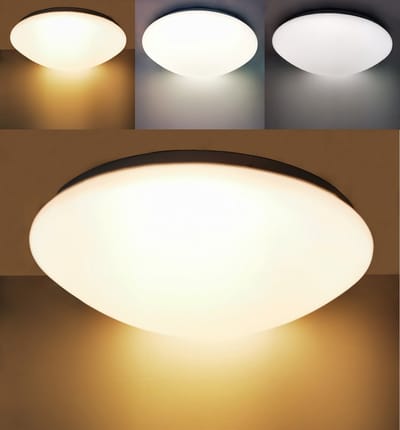 Trango IP44 LED Badkamerlamp 3105 in Wit Acryl met CCT Kleurtemperatuurregeling 3000K I 4000K I 6000K (via AAN/UIT lichtschakelaar) *NOAH* incl. 1x 20 Watt LED module plafondlamp, buiten wandlamp Ø43cm