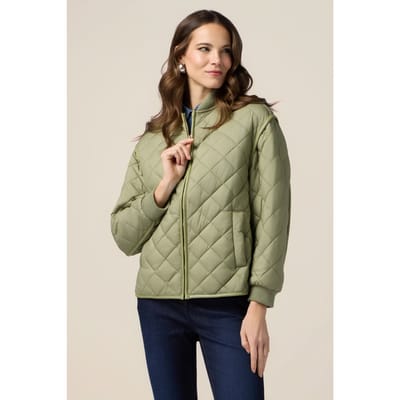 Oltre Lightweight Quilted Bomber Jacket Military Green Maat: M | Bomberjacks Outlet | Dames | Groen