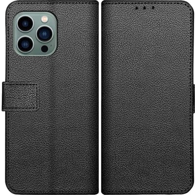 Cazy hoesje geschikt voor iPhone 14 Pro Max Hoesje met Pasjeshouder - Bookcase Classic - Zwart