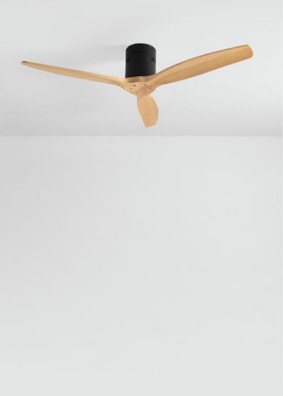 CREATE - Plafondventilator 40W silent 100% hout (Ø132cm) (ruimtes 10m²-25m²) - Zwart / Licht hout - Geen licht - Afstandsbediening - WIND CALM NATURAL WOOD