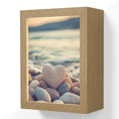 Wandlamp 15x20 cm - Oplaadbaar - Hart - Stenen - Natuur - Keien - Zen - Kiezelstenen - Wandlampen binnen woonkamer - Slaapkamer lamp met kabel - Decoratieve nachtlamp - Vloerlamp snoer