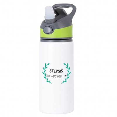 Hacebo® - stepsis I love you waterfles met rietje groen - Zus - de liefste stiefzus - verjaardag - cadeautje voor zus - zus artikelen - kado - geschenk - water fles - 650ML