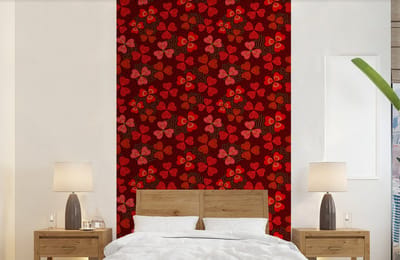 Behang - Fotobehang Patroon - Klaver - Rood - Breedte 150 cm x hoogte 240 cm