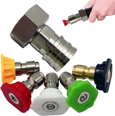 Tuinslangadapter Roestvrijstaal - Hogedrukreiniger Koppeling - Efficiënt Schoonmaken - Stofdichte Fittingen - 9.4 x 7.6 x 3.3 cm - Zilver