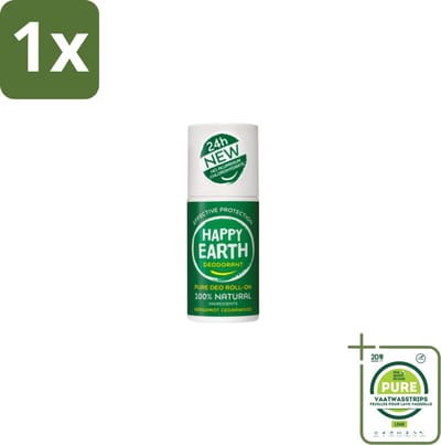 1 x Happy Earth – Deodorant Roll-On – 100% Natuurlijk Bergamot Cedarwood – 75 ml - Bergamot - Cederhout - Natuurlijke Deodorant - Roll-on Deodorant - 24 Uur Bescherming