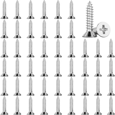M4 Houtschroeven 50 stuks, 16mm platte kop, roestvrij staal, volledig schroefdraad, verzonken kop, A2-70 kwaliteit
