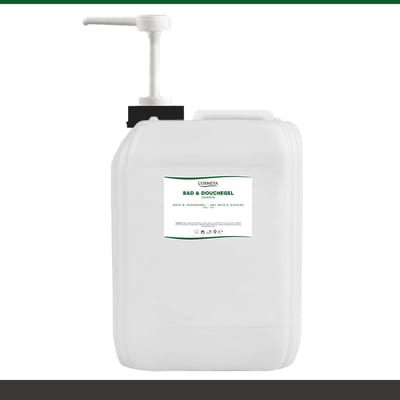 Bad & Douchegel - Dennen - Donkergroen/Transparant - 5 Liter - Cosmeya | Navullen.com Navullen Cosmeya.nl Ltr Jerrycan Met PompNavulling Navullen Shower gel Showergel Douche gel Shampoo Jerrycans Voordeelverpakking Body wash Gel douche