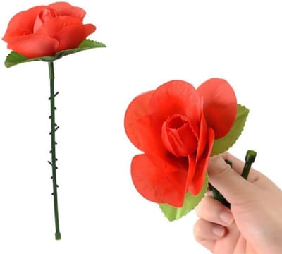 Vouwbare Magische Roos - Zijde Bloem Truc - Goochelen Optreden - Automatische Pop-up - 5 Stuks - Rood