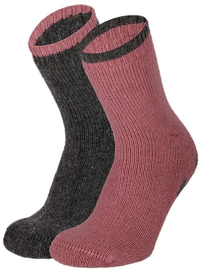 Apollo dames huissokken - alpaca wol - 2pack - multi pink - anti slip - maat 35/38