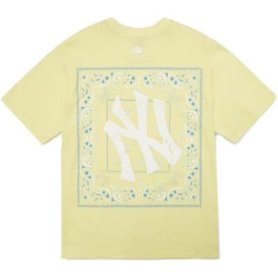 MLB Cashew Flower SS22 New York Yankees Ronde Hals Pullover Dopamine Koppel Korte Mouw T-shirt Unisex T-shirt Geel 3ATS52023-50YEL L