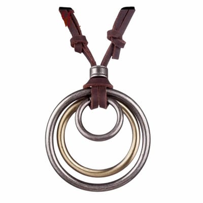 Ketting-Goudkleurig/Brons-Suede -metalen ringen -allergievrij- Charme Bijoux