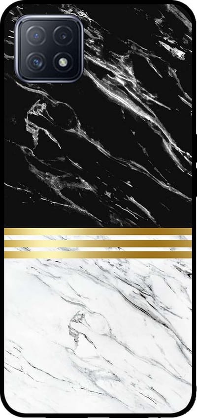 Smartphonica Telefoonhoesje voor OPPO A53 5G / A72 5G / A73 5G marmer look - backcover marmer hoesje - Zwart Wit geschikt voor Oppo A53 5G;Oppo A72 5G;Oppo A73 5G