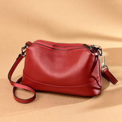 Dames tas van echt leer Nieuw Trendy en Modieus Eenvoudig Grote Capaciteit Enkele schouder Crossbody tas Hoofdlaag Rundleer Tas brown