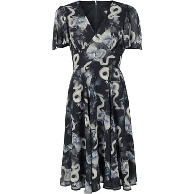Hell Bunny Midi-jurk - Serpent Dress - XS tot XL - voor Vrouwen - zwart