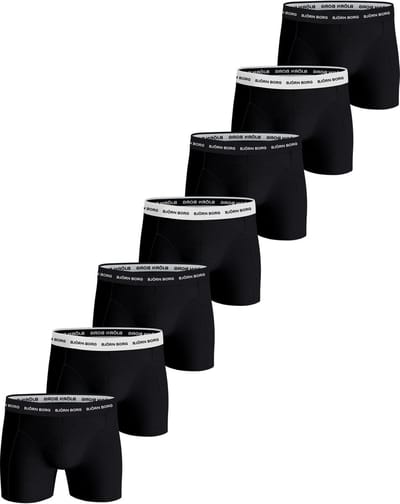 Björn Borg Cotton Stretch boxers - heren boxers normale lengte (7-pack) - zwart - zwart - zwart - zwart - zwart - zwart - zwart