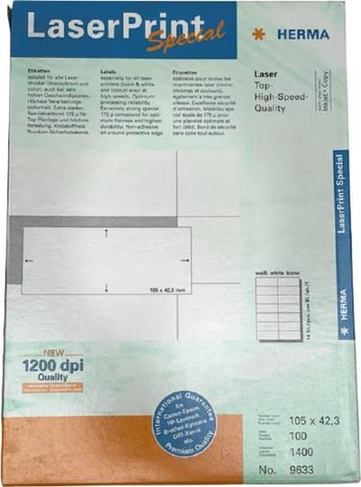 HERMA Multifunctionele etiketten 4674 Wit 105 x 42,3 mm 100 Vellen à 14 Etiketten