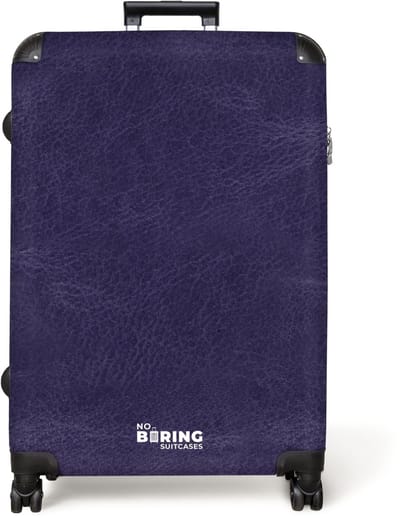 NoBoringSuitcases.com® - Koffer groot - Reiskoffer lichtgewicht - Lederen look midden paars - Rolkoffer met 4 wielen - Grote trolley XL - 98 liter bagage