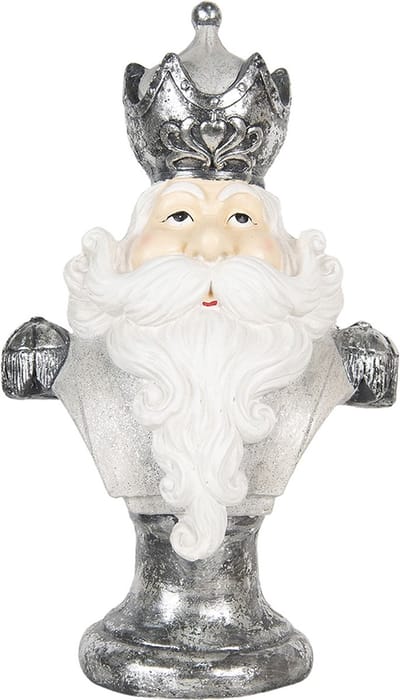 Clayre & Eef Kerstdecoratie Beeld Kerstman 39*27*65 cm Grijs Kunststof Decoratief Figuur Decoratieve Accessoires