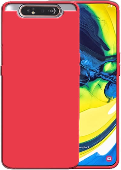 Smartphonica Siliconen hoesje voor Samsung Galaxy A80 case met zachte binnenkant - Rood geschikt voor Samsung Galaxy A80