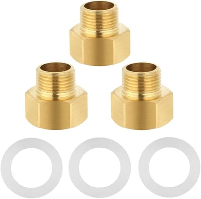 Reductieadapter 3/8 inch naar 1/2 inch, messing verloopstuk met afdichtring voor waterleiding en verwarmingsbuizen, ideaal voor buisverbindingen en installatie