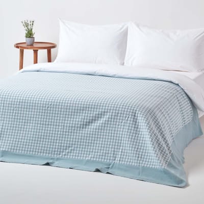 Homescapes Gingham Bedsprei Blauw 150 x 200 cm