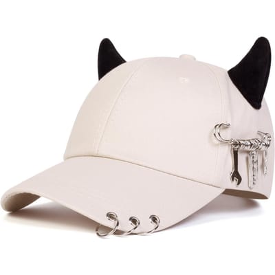 Unisex Lron Ring Koehoorn Persoonlijkheid Baseballpetten Lente Herfst Outdoor Verstelbare Casual Hoeden Zonnehoed beige