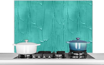 Spatscherm Keuken - Kookplaat Achterwand - Spatwand Fornuis - 100x65 cm - Verf - Patronen - Turquoise - Aluminium - Wanddecoratie - Muurbeschermer - Hittebestendig