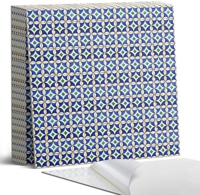Coloray Plaktegels - Geometrisch tegelpatroon Portugese Tegels - 30 cm x 30 cm - Blauw Plaktegels - 9 stuks - Vierkant PVC Tegels - Plaktegels Keuken - Zelfklevende Vloertegels - Vinyltegels Vloer Zelfklevend - Zelfklevende Tegels