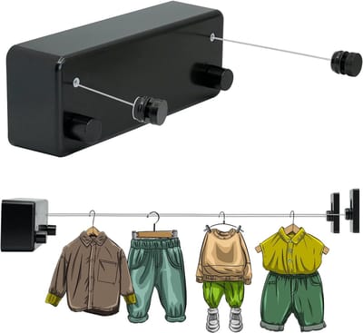 Waslijn uittrekbaar - 10 meter draagbare campingwaslijn - outdoor reizen/antislip waslijn voor kamperen/ wandelen/hotel/tuin/balkon - Roze