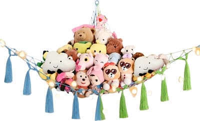 Livano Knuffel Net - Hangmat - Speelgoed - Opbergsysteem - Hangmat Voor Knuffels - Organizer - Vlaggetjes - Mix