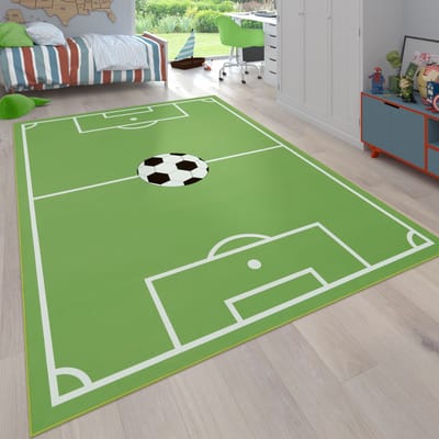 Paco Home Vloerkleed Kinderkamer, Speelvloerkleed Voor Kinderkamers, Met Voetbaldesign, In Groen 80x150 cm
