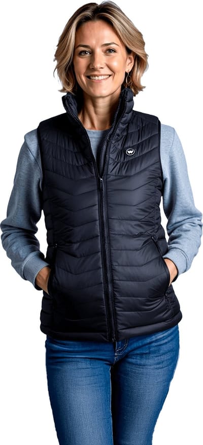 Wahrm Verwarmde Bodywarmer Dames – Infrarood Verwarmde Kleding – 6 Warmtezones – 3 Warmtestanden – Incl. 5.000 mAh Powerbank – Oplaadbaar en Wasbaar – Zwart - Maat XL