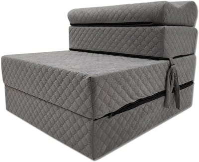 Opvouwbare stoelmatras 200 x 70 x 15 cm – logeermatras, vloermatras en slaapstoel, grijs