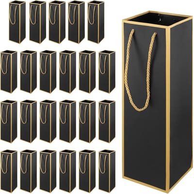 Fles geschenktas - Wijnzakken - Cadeau geven - Met handvat - 24 stuks - Zwart Goud