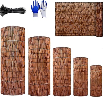 Natuurlijk Riet Scherm - Bamboe Bekleding Rol - Privacy Buiten - Waterbestendig Geweven - 1.8 x 2 Meter - Bruin