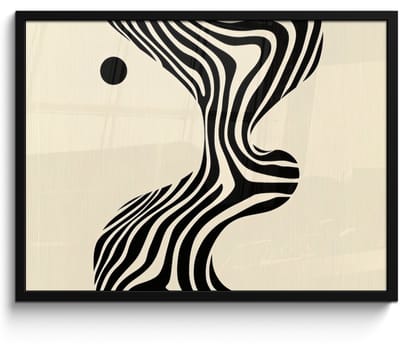 Poster in lijst - Fotolijst 70x50 cm - Posters - Beige - Lijnen - Golvend - Abstract - Posterlijst zwart - Decoratie - Wanddecoratie woonkamer - Muurdecoratie slaapkamer