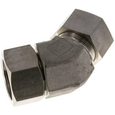 30S RVS 45gr L-stuk Snijringkoppeling Draaidoorvoer 400bar FKM O-ring en Afdichtconus Verstelbaar ISO 8434-1