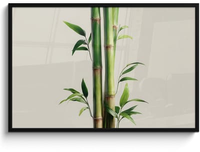 Poster in lijst - Fotolijst 120x80 cm - Posters - Bamboestengels - Sierlijk - Groen - Posterlijst zwart - Decoratie - Wanddecoratie woonkamer - Muurdecoratie slaapkamer