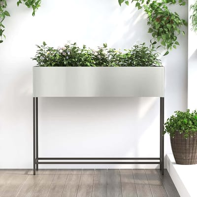 vidaXL - Verhoogde - Tuin - Plantenbak - Zilver - 100 - x - 26 - x - 82 - cm