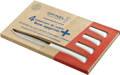 Opinel N°125 Bon Appétit+ Cloud Tafelmessenset - 4-delig - Wit- Microkarteling - RVS - Steakmes
