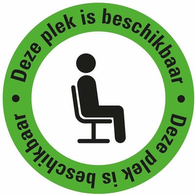 Pickup Pictogram sticker deze plek is beschikbaar groen zwart zwarte tekst - 15 cm doorsnede
