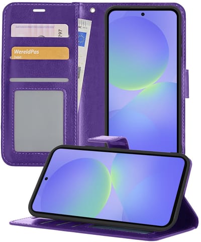 Hoesje - Geschikt voor Samsung Galaxy A36 - Luxe Bookcase - Walletcase Hoes - Portemonnee - Cover - Telefoonhoes - Paars
