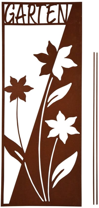 UNUS® Tuinschild Tuin met bloemmotief roestlook 82.5x32cm