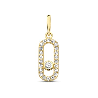 New Bling - 9NBG-0943 - 14K geelgouden hanger – ovaal design – met zirkonia
