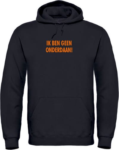 Hoodie zwart M - Ik ben geen onderdaan - soBAD. - Koningsdag - Oranje hoodie dames - Oranje hoodie heren - Unisex - Regular fit